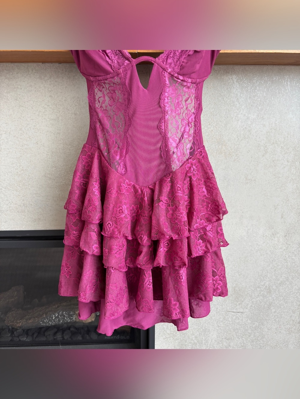 Outcast Purple Lace Ruffle Mini Dress, Size M - Picture 4 of 11